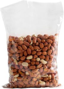 close up bag with peanuts white table