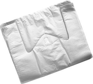 lot colored plastic bags rolls pink background vertical photo2