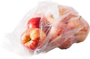 single use plastic packaging issue apples plastic bag